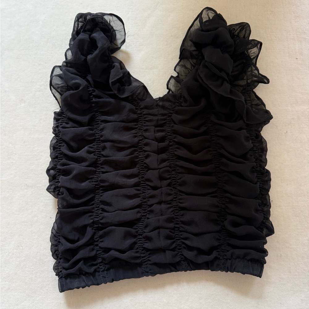 Vintage Black Ruched Top
